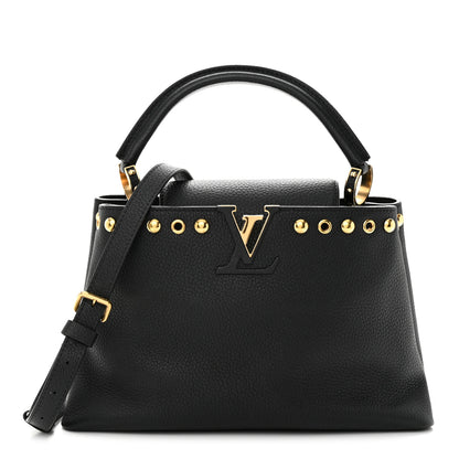 Louis Vuitton Taurillon Studded Capucines PM Black 1 of 10