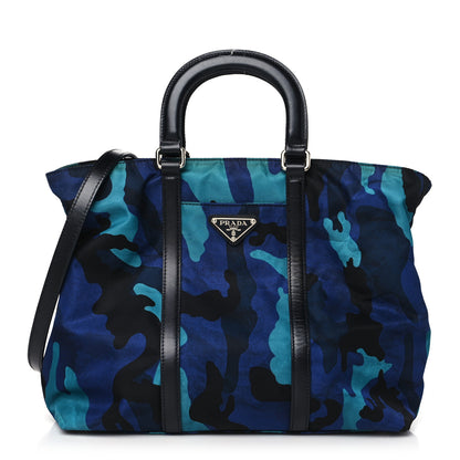 Prada Tessuto Nylon Camouflage Tote Royal Blue 1 of 10