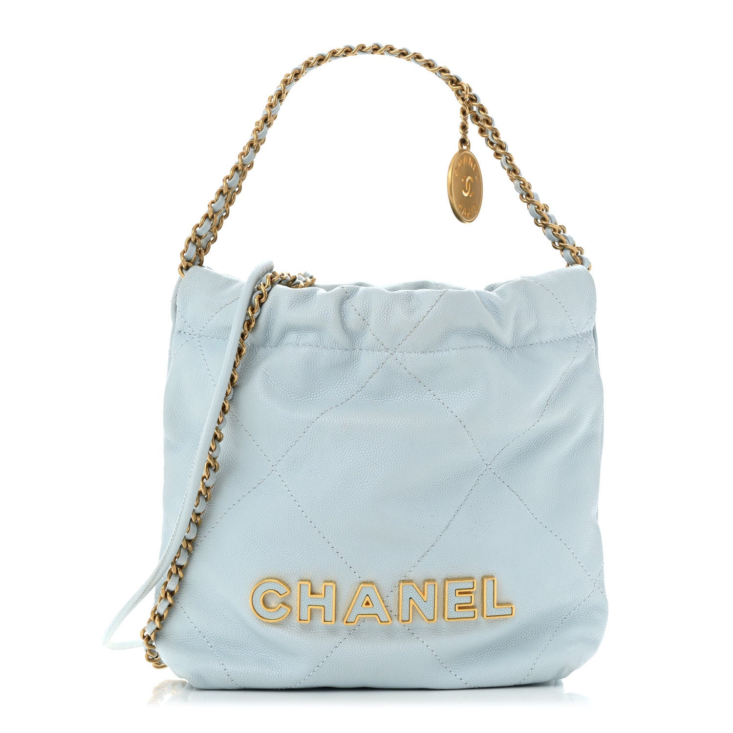 Chanel Shiny Caviar Quilted Mini Chanel 22 Light Blue 1 of 12