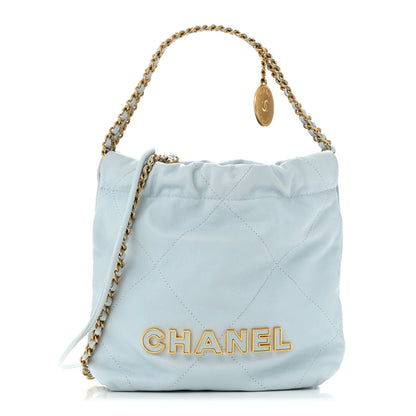 Chanel Shiny Caviar Quilted Mini Chanel 22 Light Blue 1 of 12