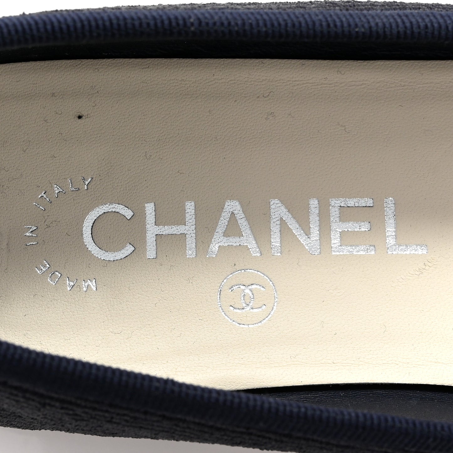 Embroidered Fabric Cap Toe CC Ballerina Flats 37 Dark Navy Blue