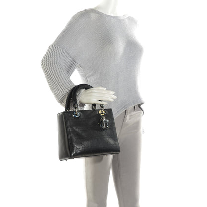 Christian Dior Calfskin Cannage Stitched Medium Lady Dior Black 2 of 7