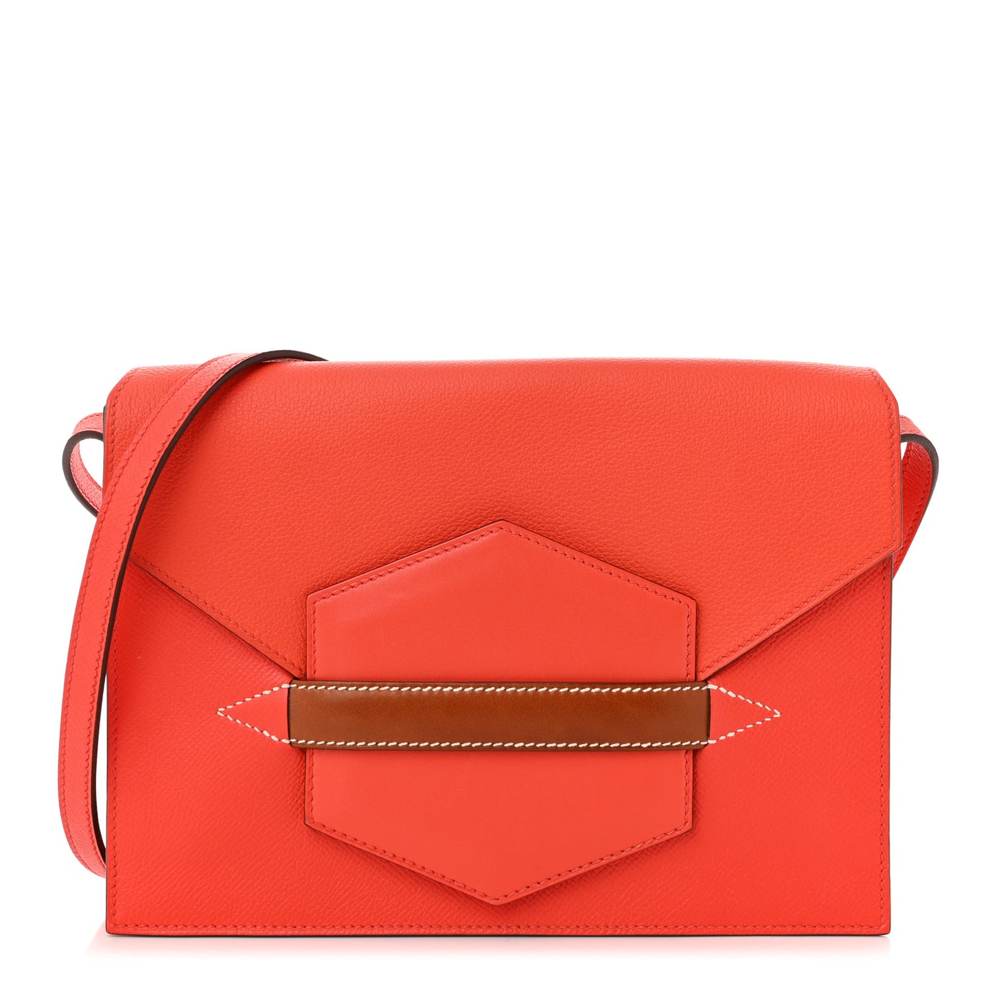 Epsom Evercolor Tadelakt Barenia Faco II Clutch Orange Poppy Fauve