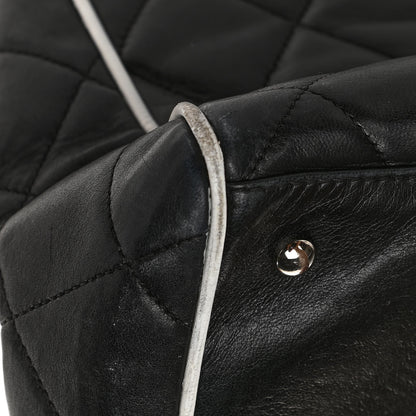 Chanel Lambskin Quilted Tote Black White 12 of 17