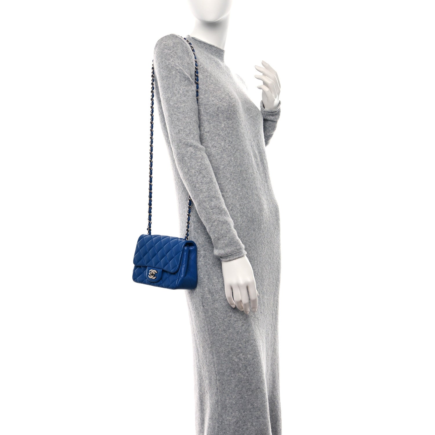 Chanel Lambskin Quilted Mini Square Flap Blue 3 of 12