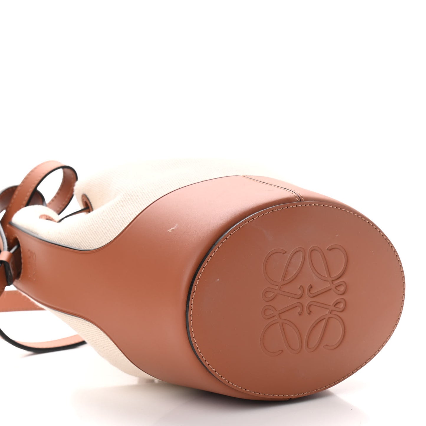Canvas Calfskin Small Balloon Bag Ecru Tan