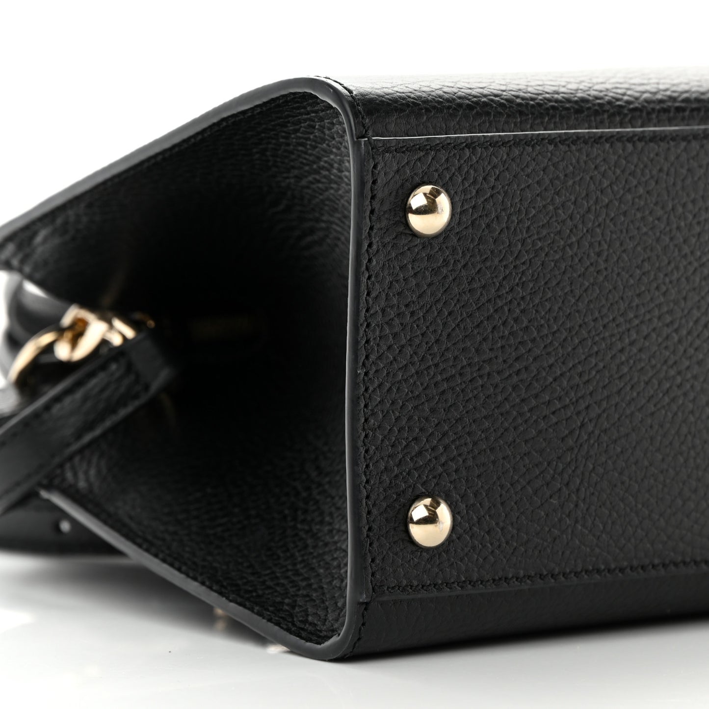 Pebbled Calfskin Medium Soho Top Handle Satchel Black
