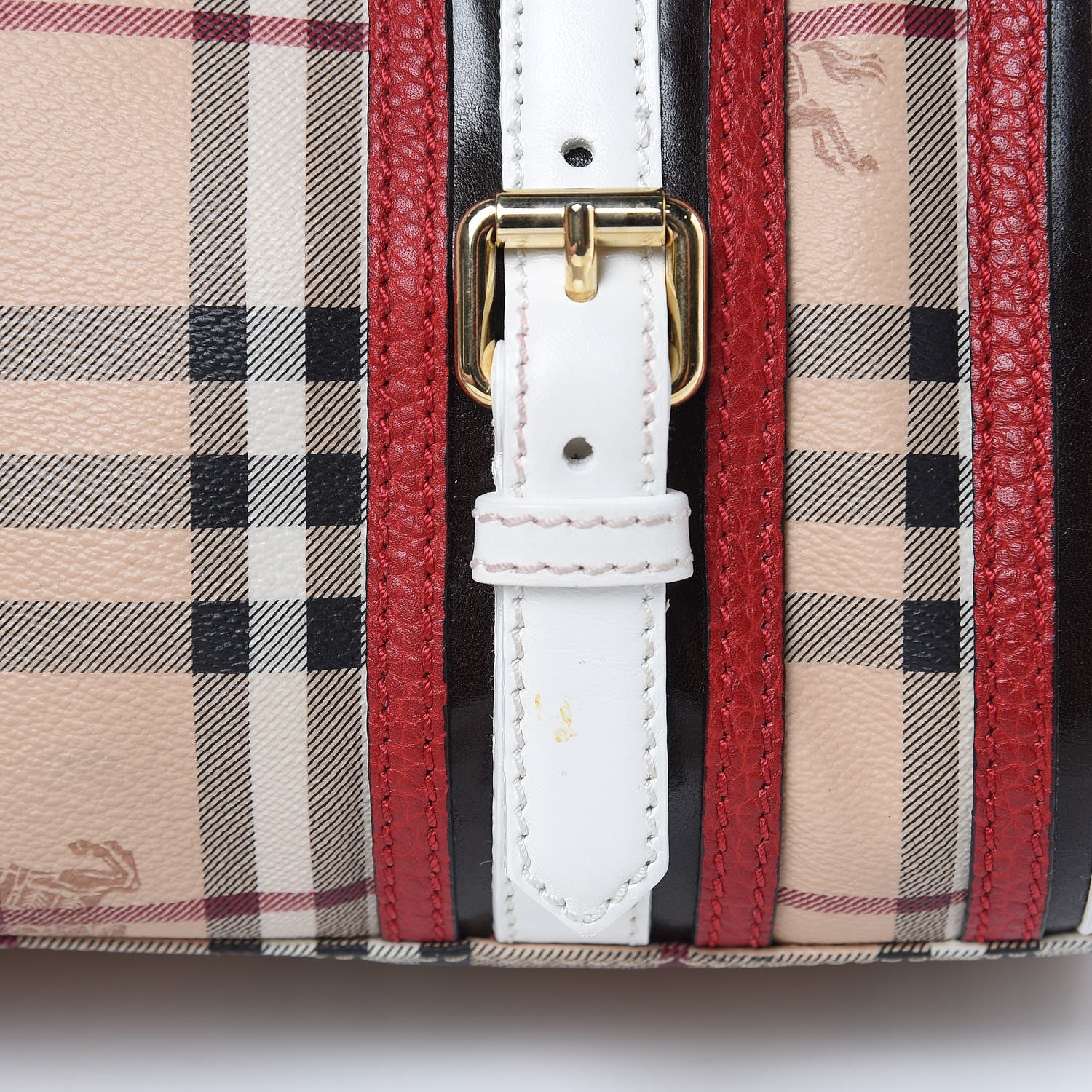 Burberry Haymarket Check Medium Alchester Bowling Bag White Military Red 13 of 15