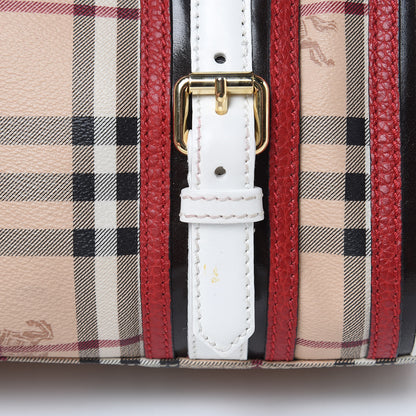 Burberry Haymarket Check Medium Alchester Bowling Bag White Military Red 13 of 15