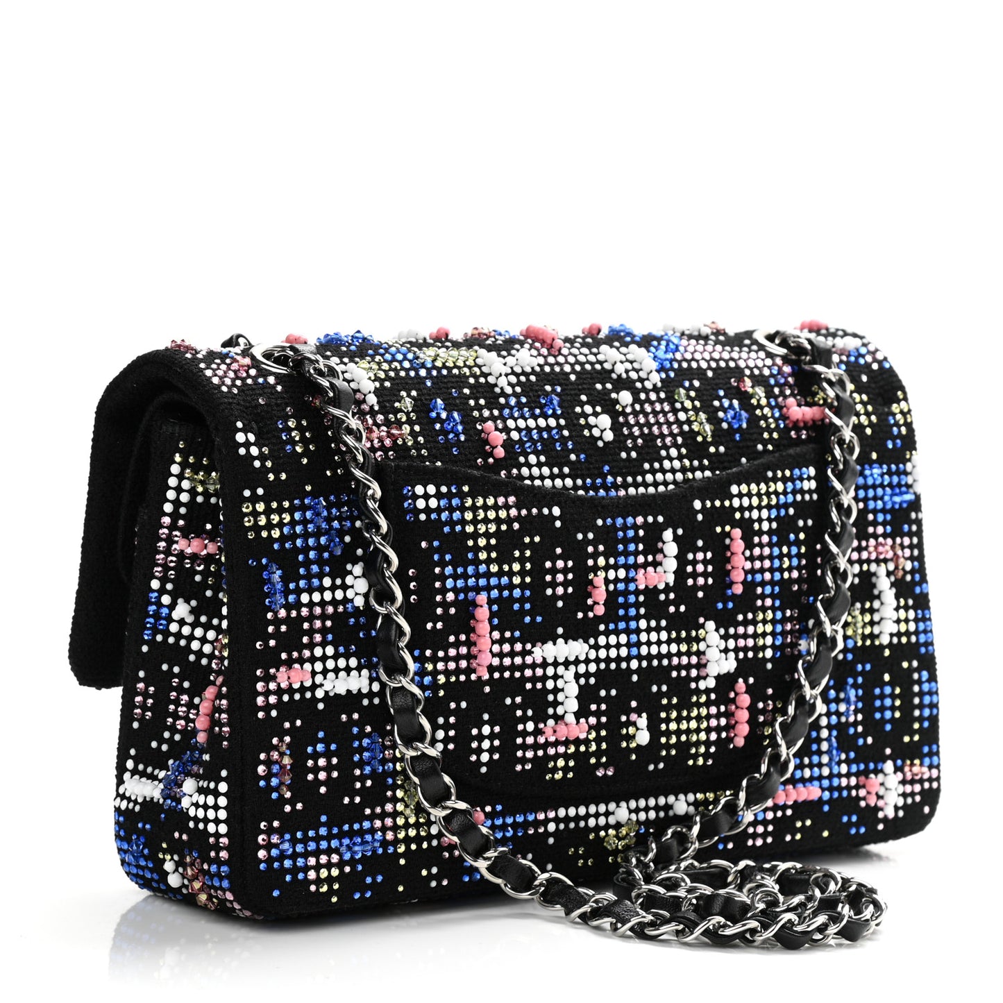 Crystal Tweed CC Medium Double Flap Black