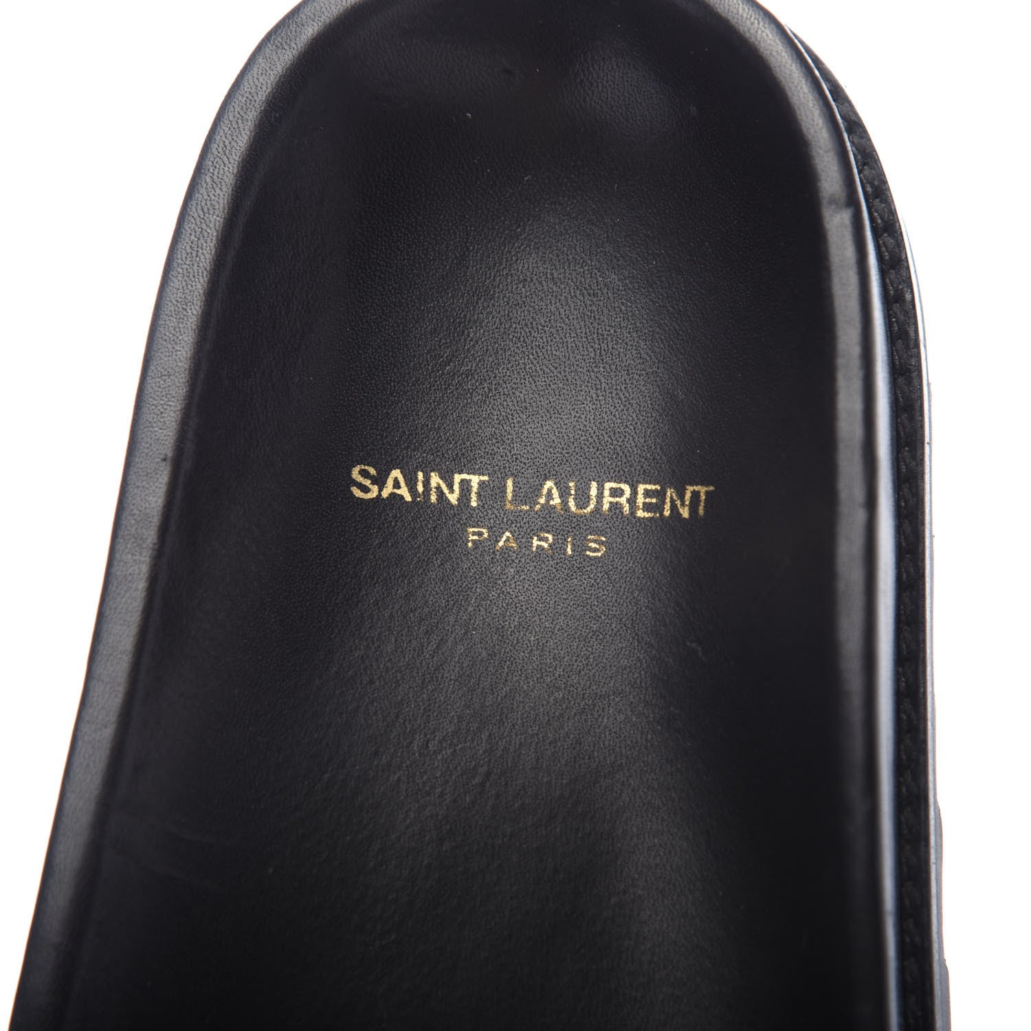 Saint Laurent Calfskin Monogram Jimmy Joan Slide Sandals 37 Black 6 of 8