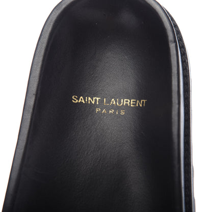 Saint Laurent Calfskin Monogram Jimmy Joan Slide Sandals 37 Black 6 of 8