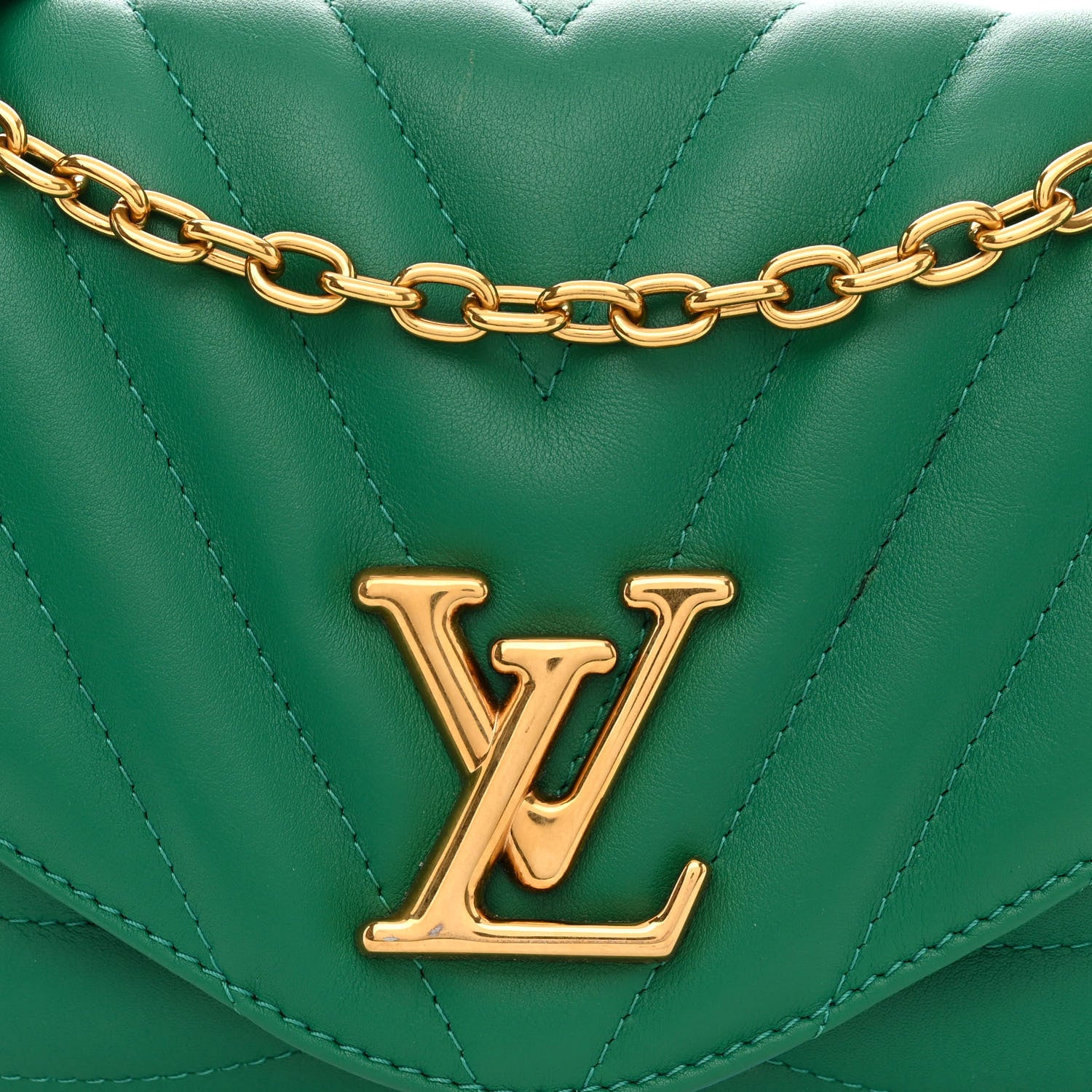 Louis Vuitton Calfskin New Wave Chain Bag MM NM Emerald 7 of 13