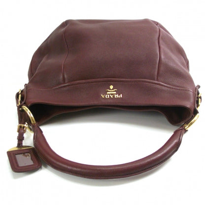Prada Leather Shoulder Bag Wine 5 of 12