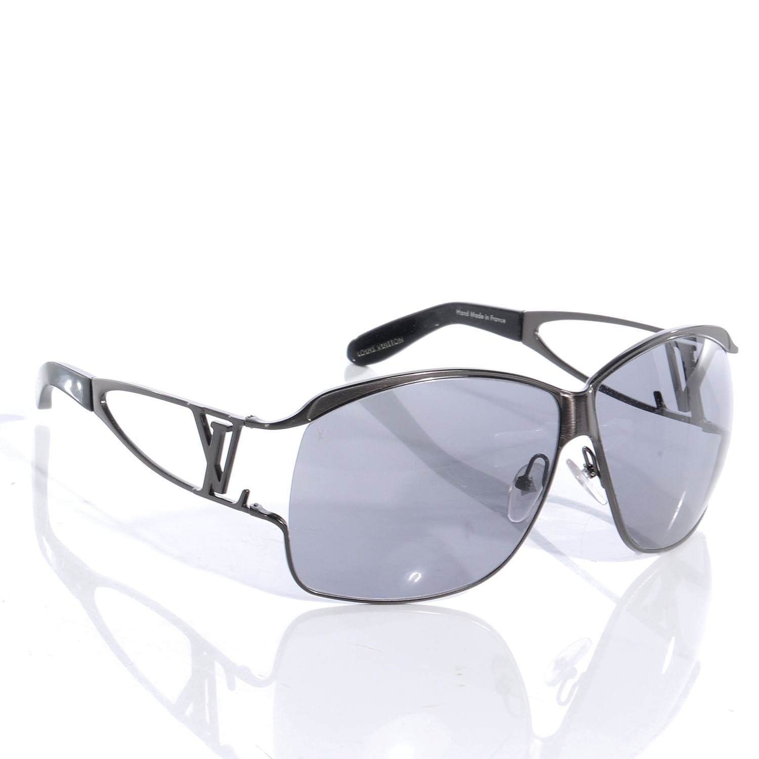Louis Vuitton Metal LV Logo Aviator Sunglasses Black 3 of 5