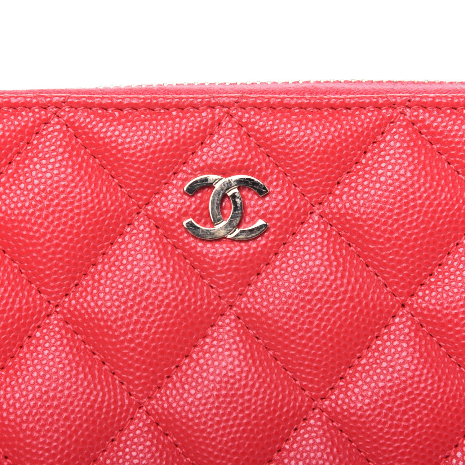 Chanel Caviar Quilted Small Gusset Zip Around Wallet Red 11 of 13