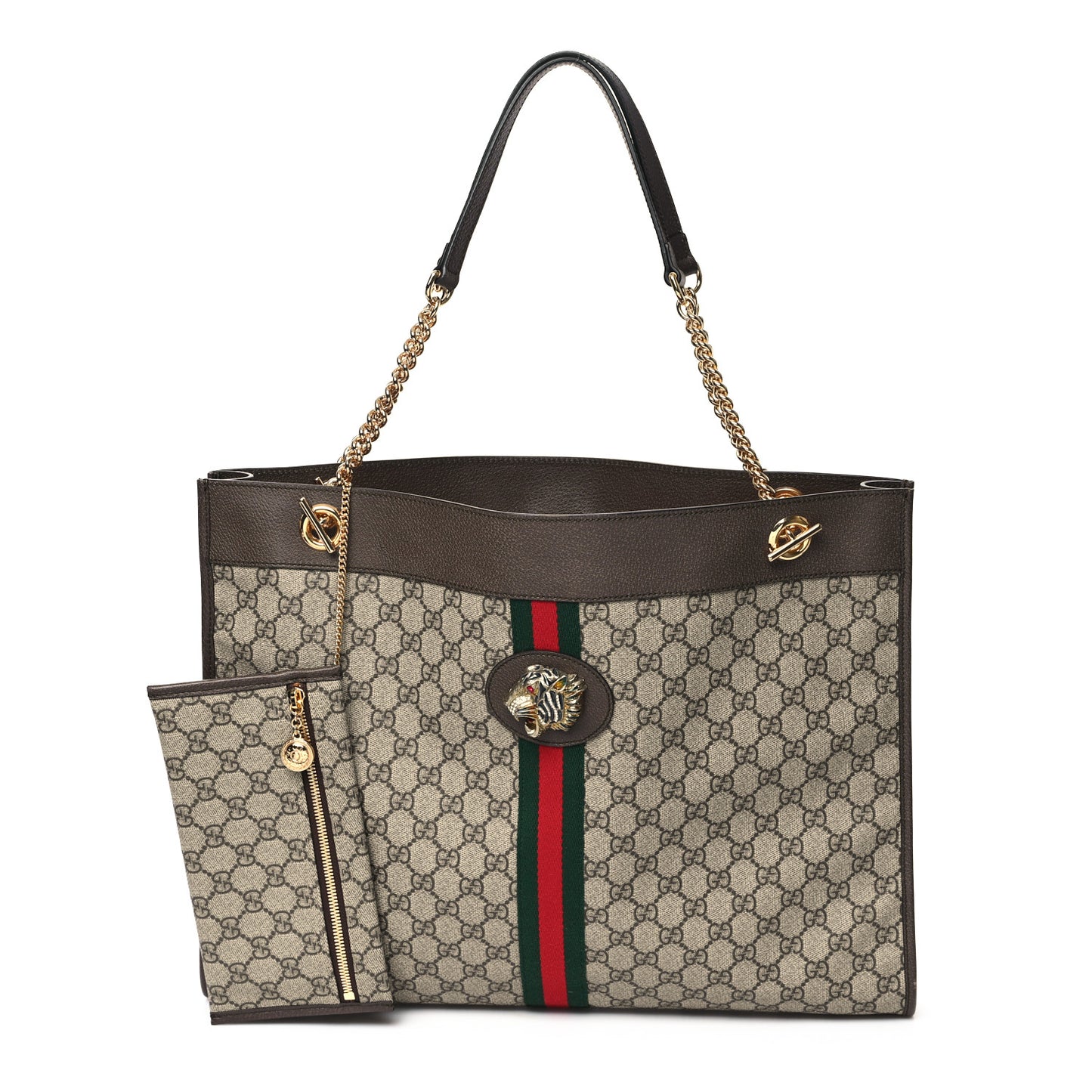 GG Supreme Monogram Large Rajah Chain Tote Beige New Acero