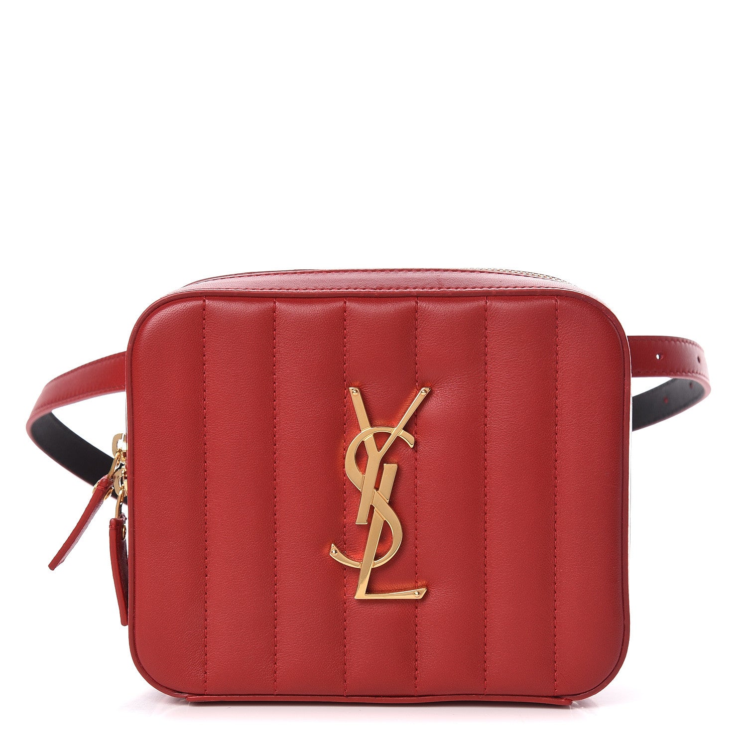 Saint Laurent Lambskin Matelasse Vicky Monogram Belt Bag Eros Red 1 of 11