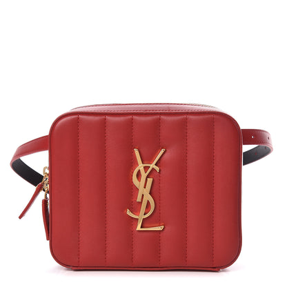 Saint Laurent Lambskin Matelasse Vicky Monogram Belt Bag Eros Red 1 of 11