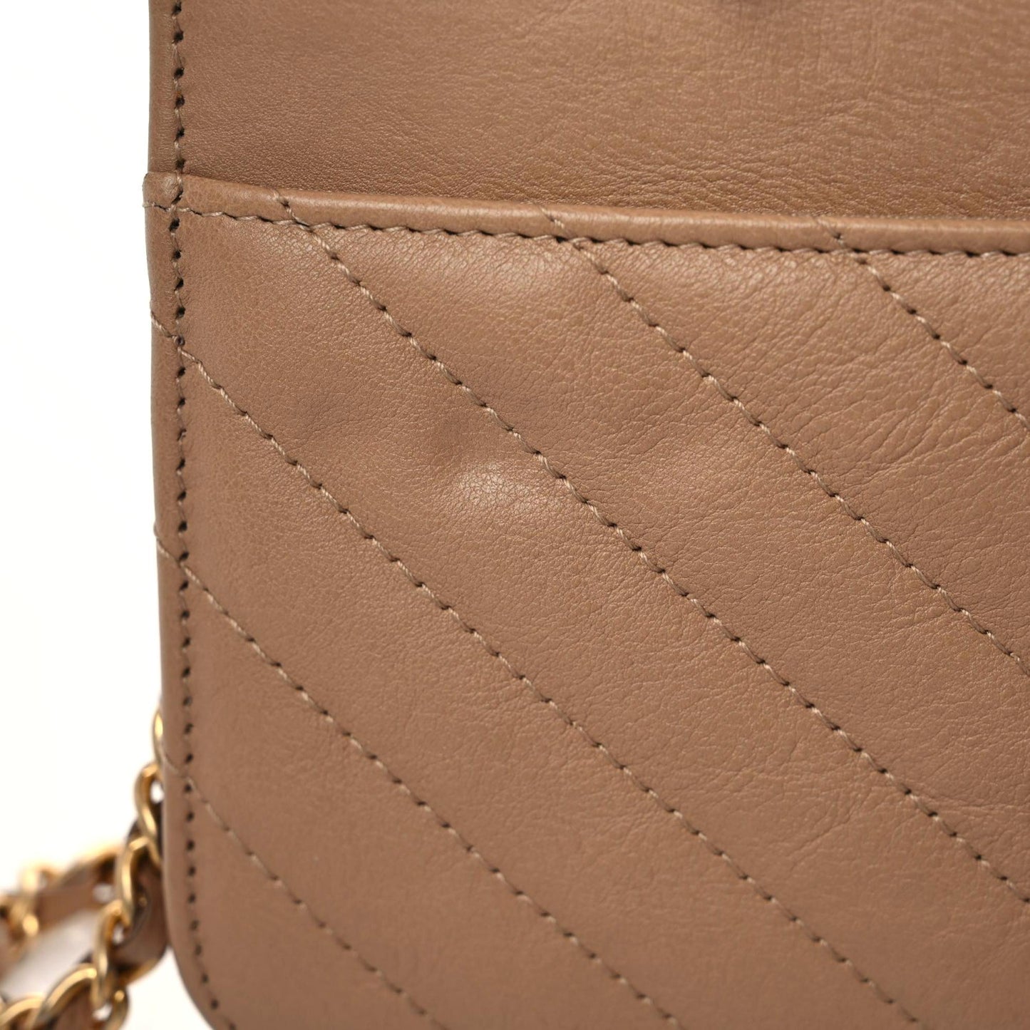 Calfskin Chevron Quilted Wallet On Chain WOC Beige