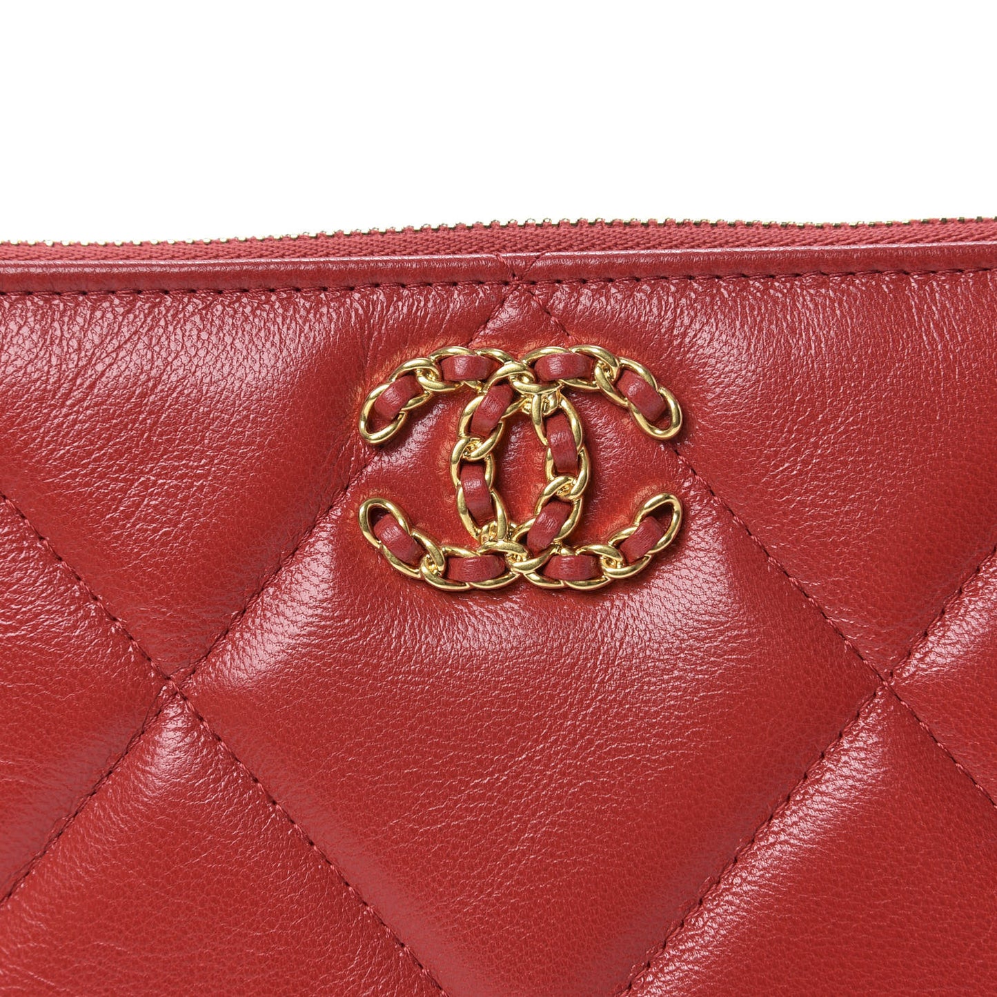 Shiny Goatskin Quilted Small 19 Pouch Red