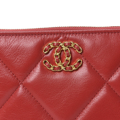 Chanel Shiny Goatskin Quilted Small 19 Pouch Red 8 of 12
