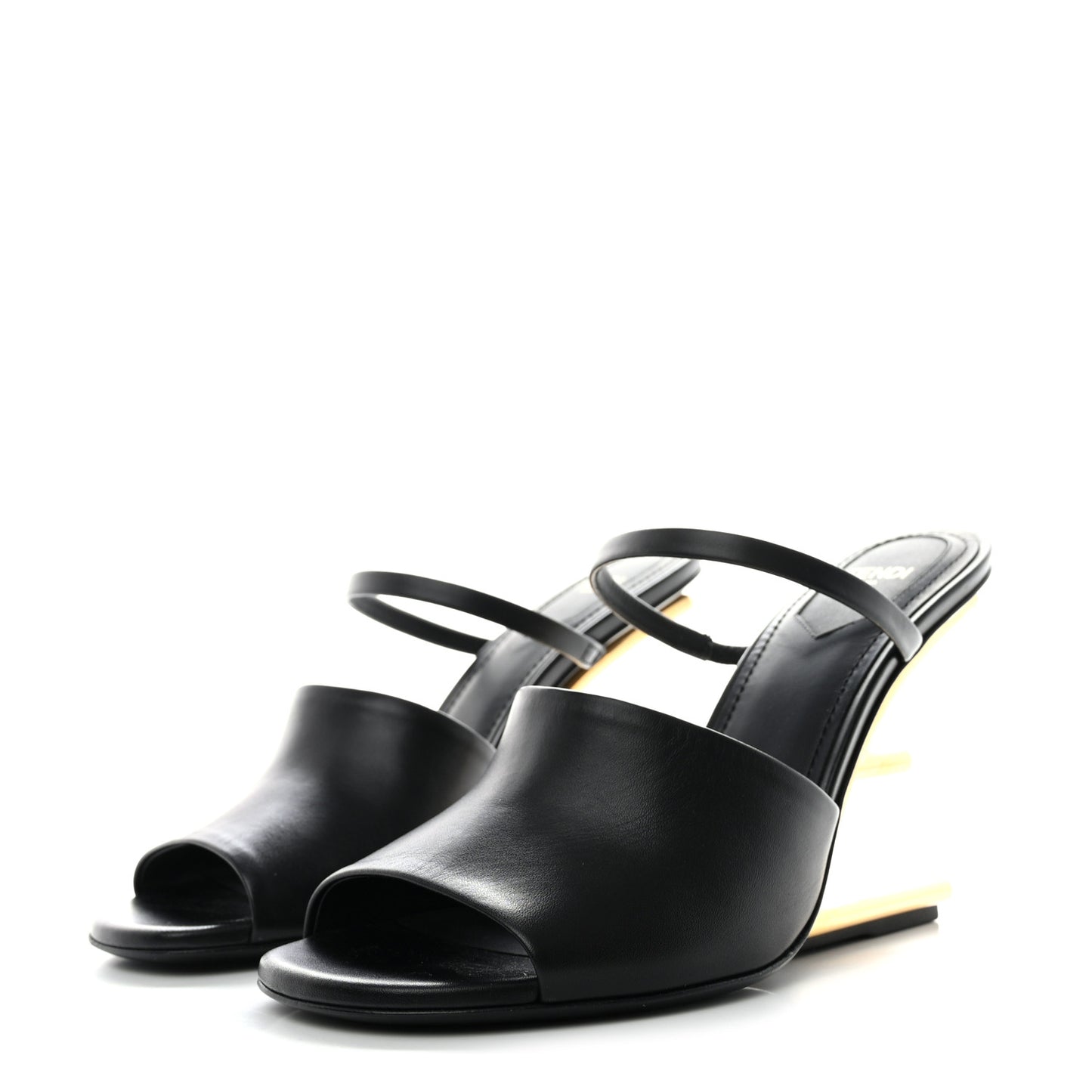 Calfskin Fendi First 95mm Slide Sandals 38.5 Black