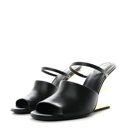 Fendi Calfskin Fendi First 95mm Slide Sandals 38.5 Black 3 of 12