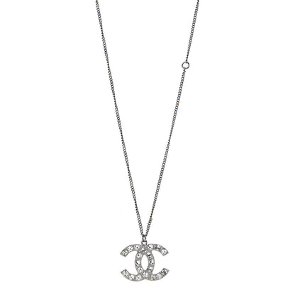 Chanel Baguette Crystal CC Necklace Silver 1 of 6