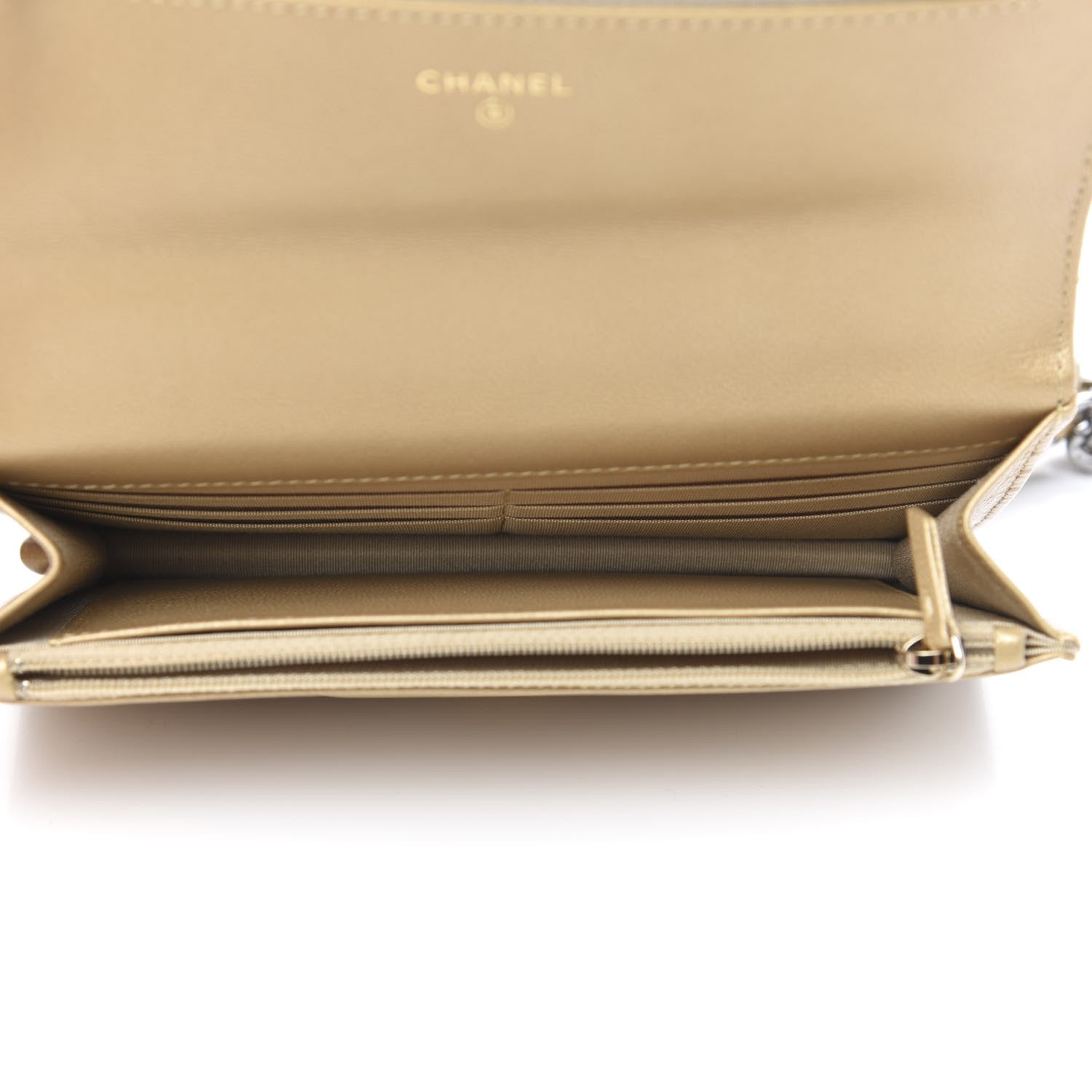 Chanel Metallic Goatskin Quilted 19 Wallet On Chain WOC Gold 5 of 14