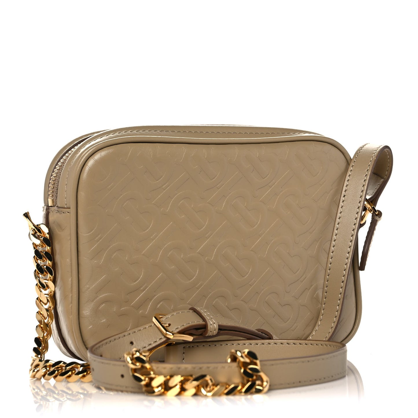 Calfskin Embossed Monogram Camera Chain Bag Honey