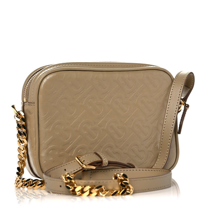 Burberry Calfskin Embossed Monogram Camera Chain Bag Honey 3 of 12
