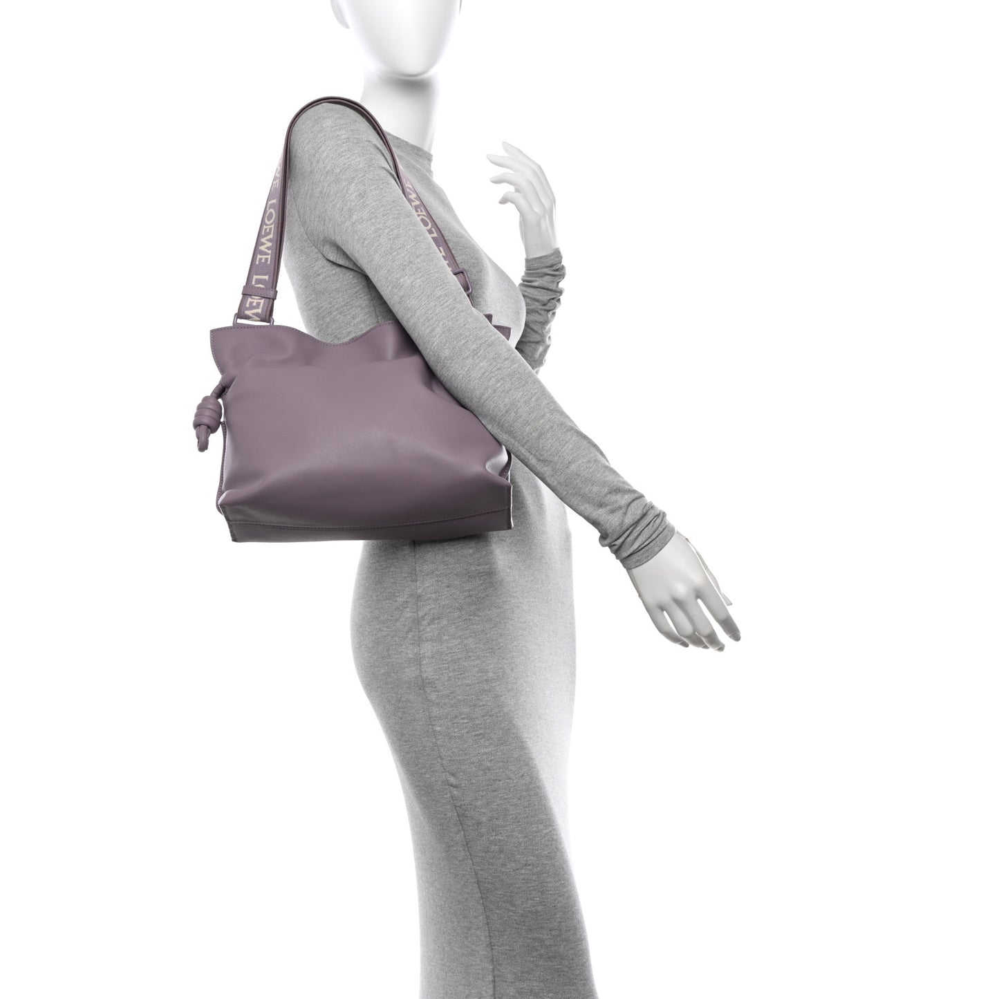 Calfskin Monochrome Flamenco Knot Clutch Pale Aubergine Glaze