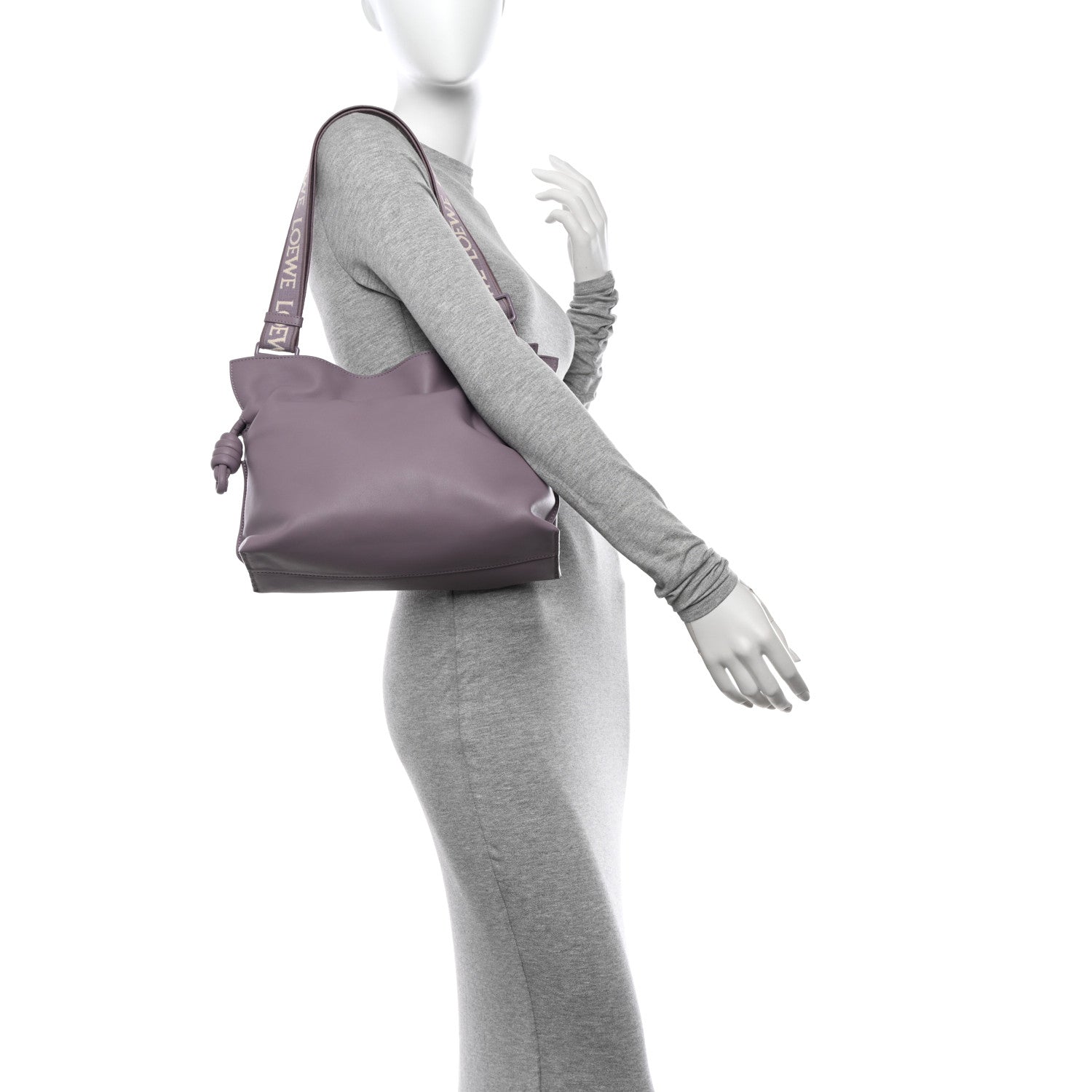 Loewe Calfskin Monochrome Flamenco Knot Clutch Pale Aubergine Glaze 2 of 10