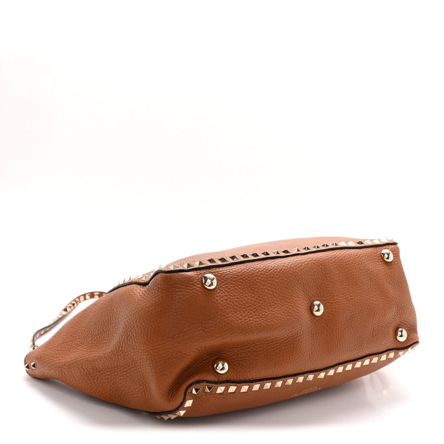 Pebbled Calfskin Medium Rockstud Tote Light Cuir