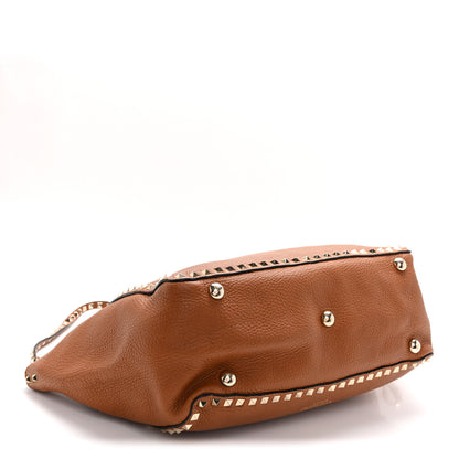 Valentino Garavani Pebbled Calfskin Medium Rockstud Tote Light Cuir 4 of 10