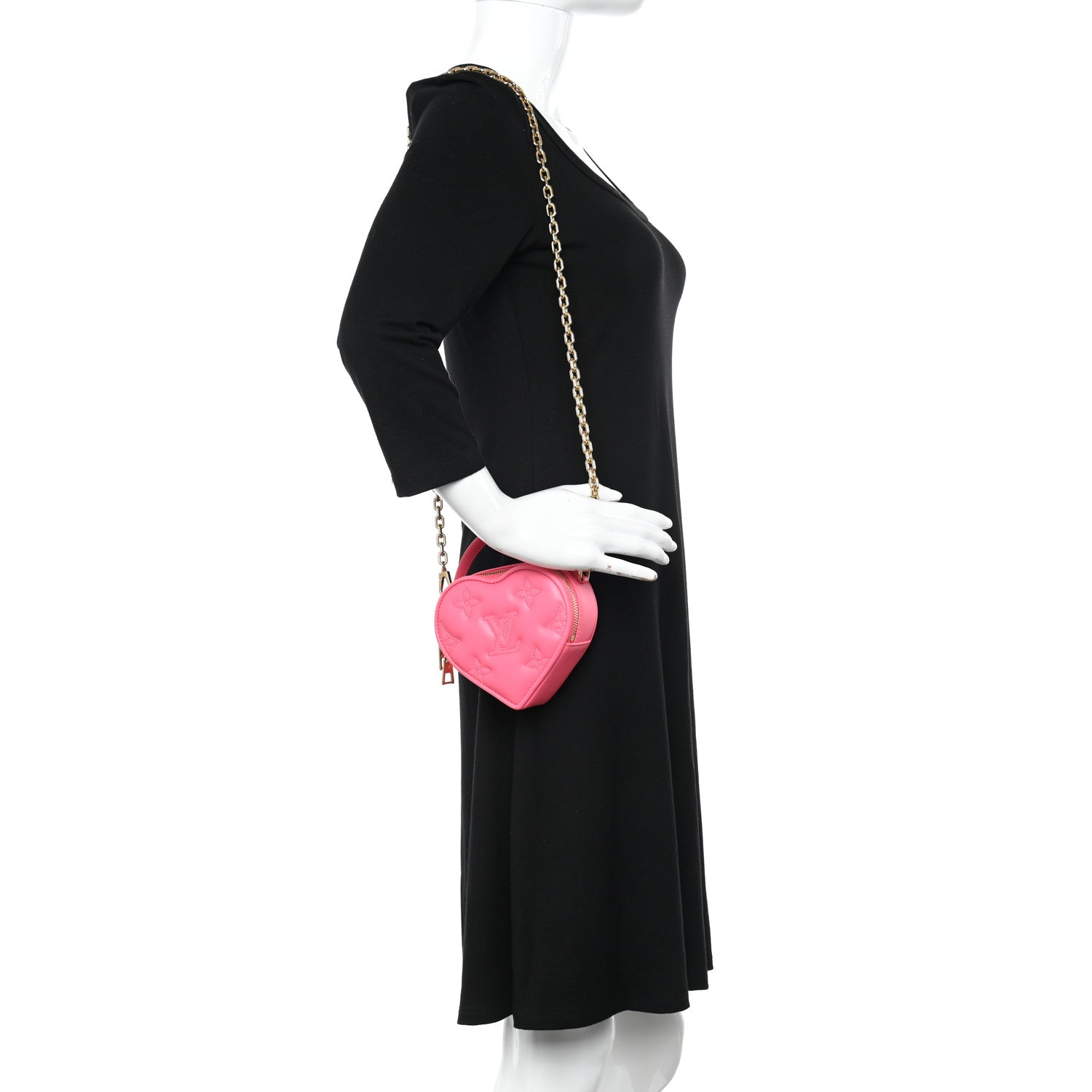 Louis Vuitton Calfskin Embroidered Monogram Pop My Heart Bag Pouch Dragon Fruit Pink 2 of 10