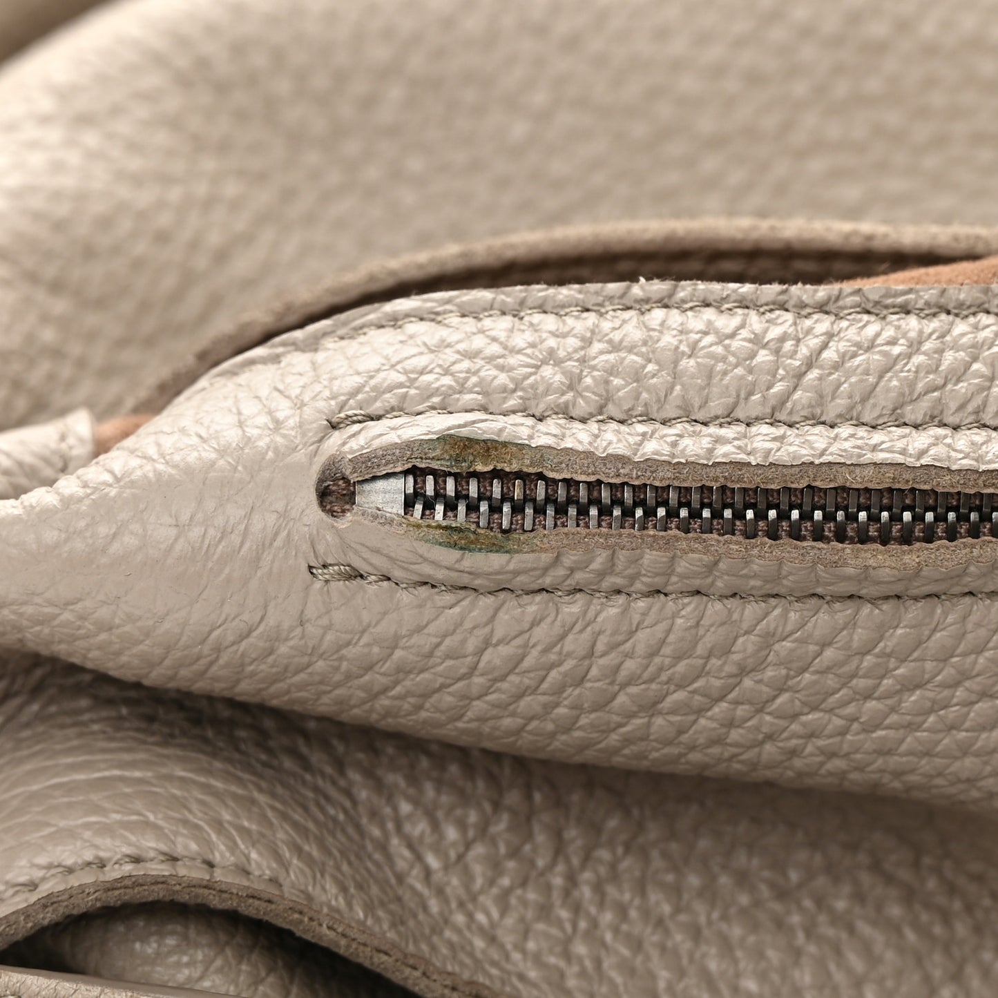 Washed Cervo Deerskin Large Hobo Light Grey