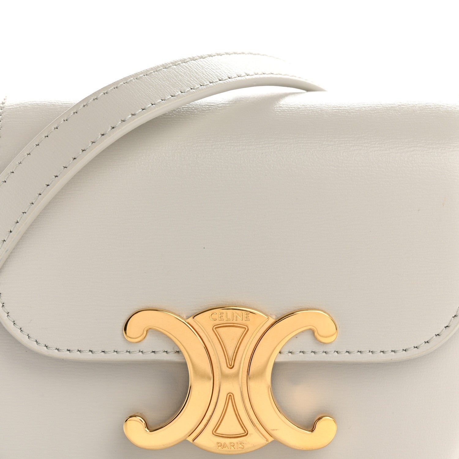 Celine Shiny Calfskin Mini Triomphe Chalk 9 of 14