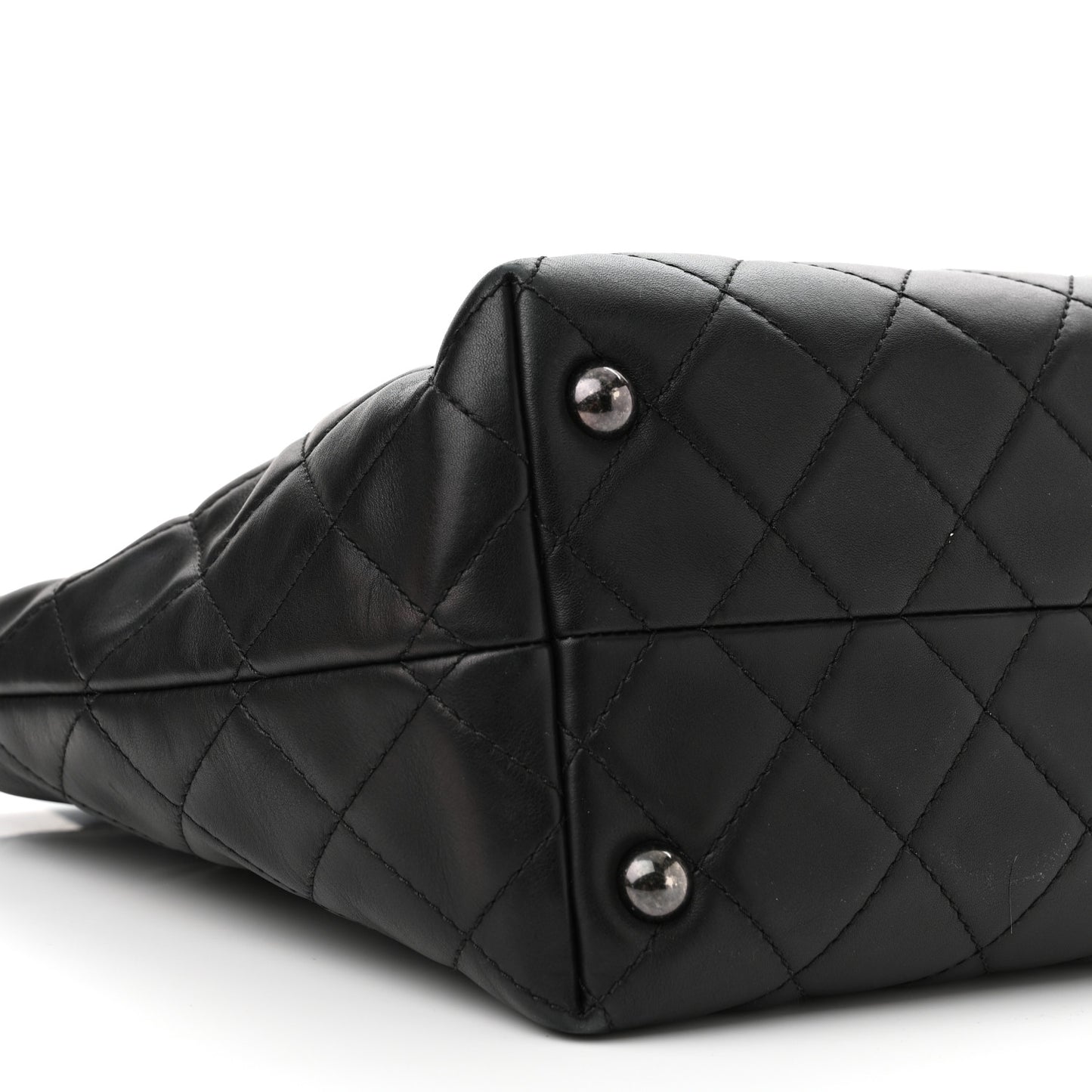 Calfskin Quilted Small Shopping In Chains Tote Black