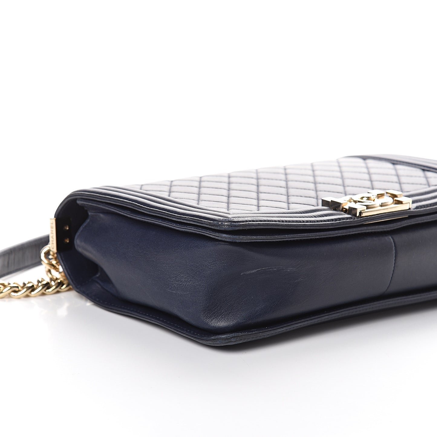 Lambskin Quilted New Medium Boy Flap Navy Blue