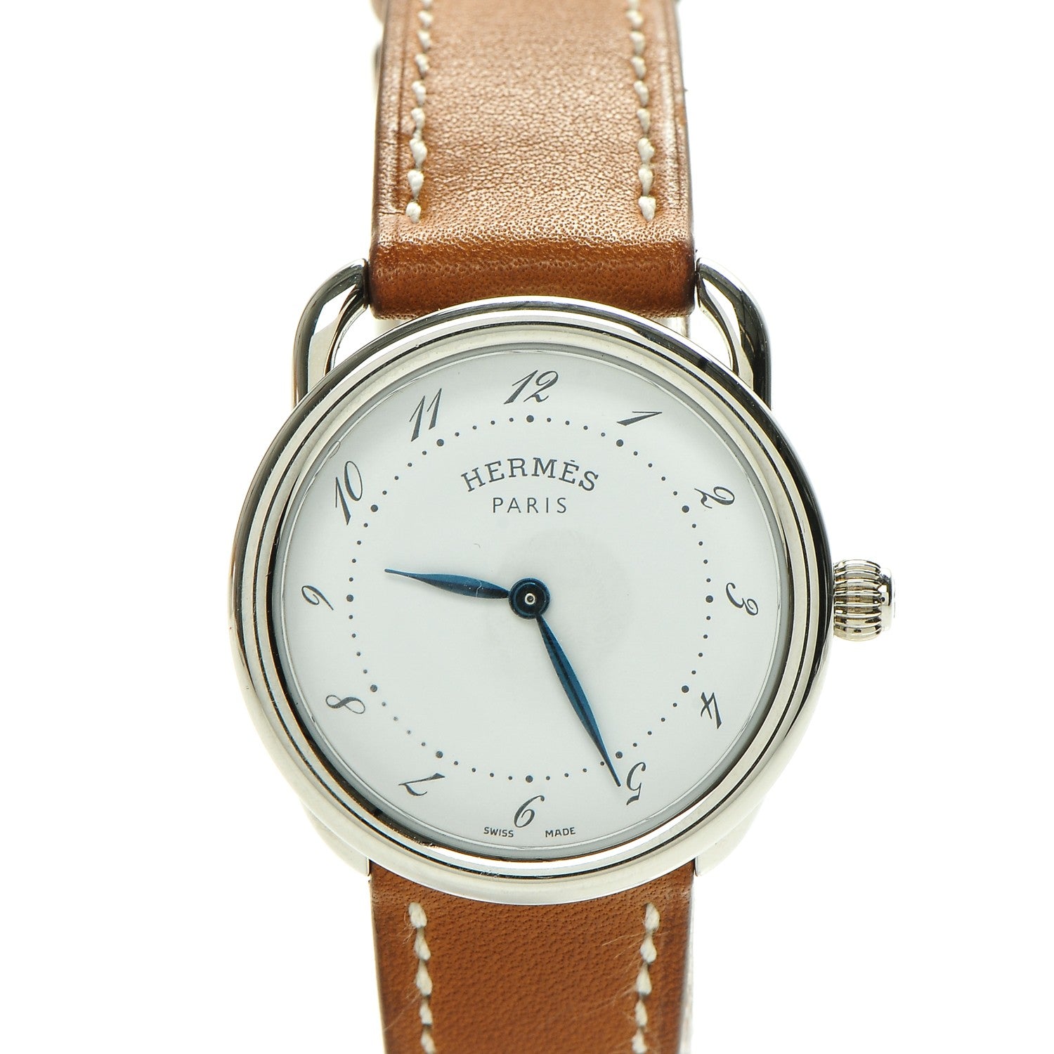 Hermes Stainless Steel Barenia 28mm Arceau Quartz Watch Fauve 1 of 8