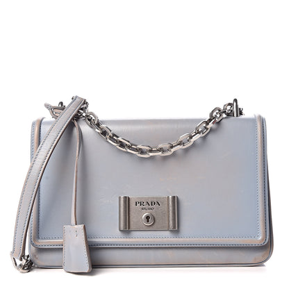 Prada Vitello Vintage Metal Closure Shoulder Bag Light Blue 1 of 18