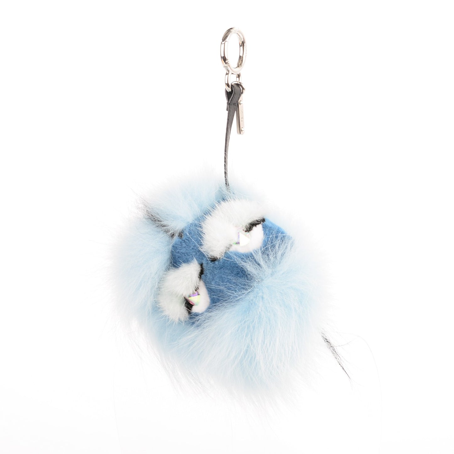 Fox Mink Rabbit Fur Maddie Monster Bag Bug Charm Light Blue