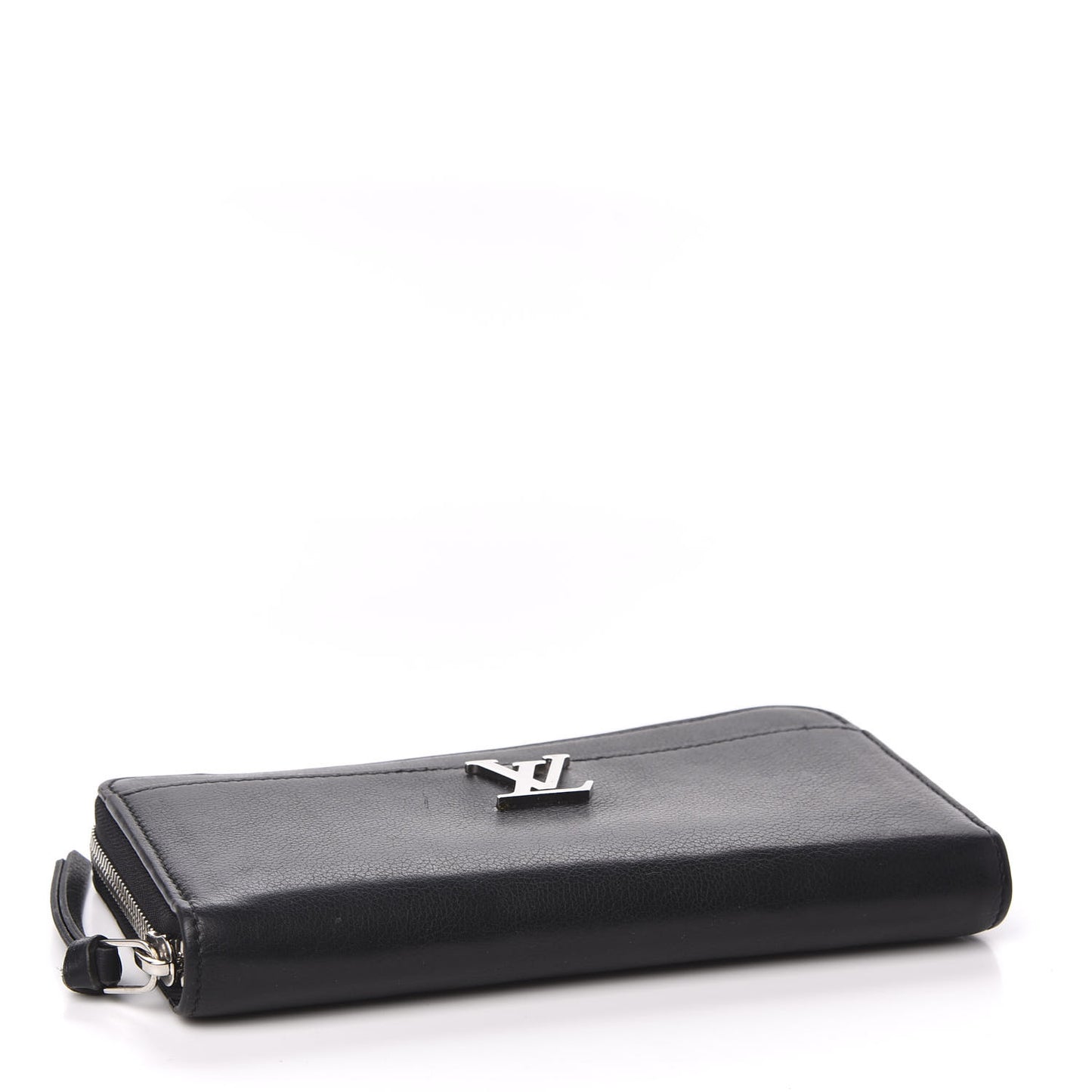 Calfskin Zippy Lockme Wallet Black