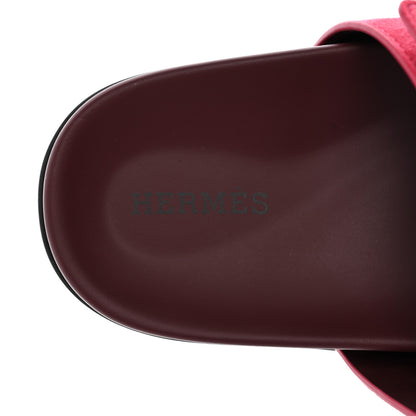 Hermes Suede Goatskin Womens Chypre Sandals 35.5 Rose Frambroise 7 of 9