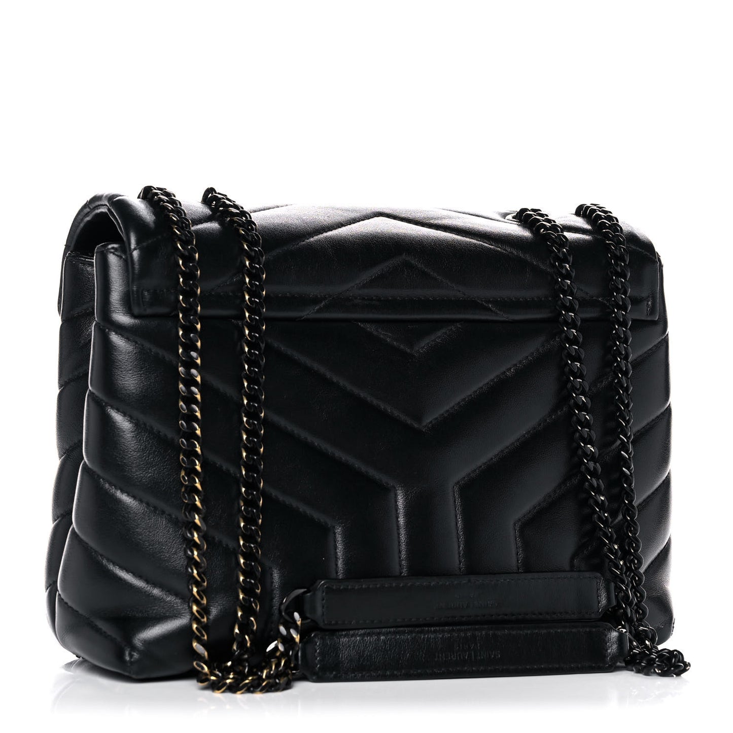 Calfskin Y Quilted Monogram Small Loulou Chain Satchel Black