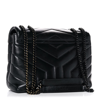 Saint Laurent Calfskin Y Quilted Monogram Small Loulou Chain Satchel Black 3 of 16