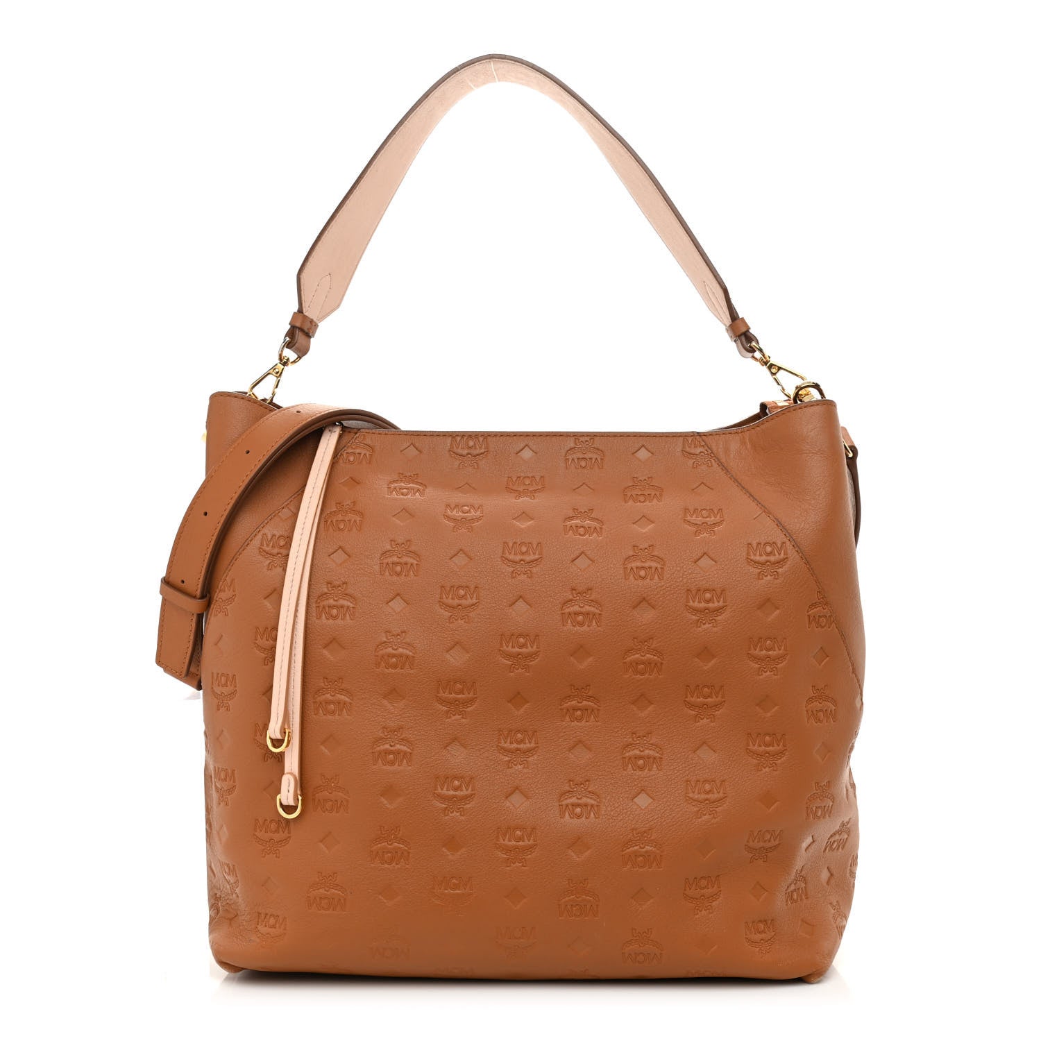 MCM Calfskin Ottomar Monogram Large Klara Hobo Cognac 1 of 11