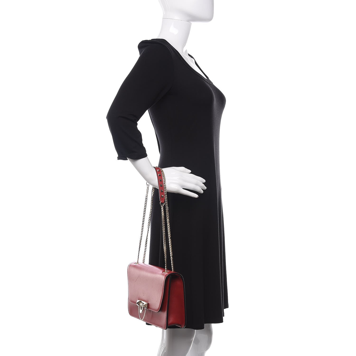 Valentino Garavani Vitello Small Rockstud Demilune Shoulder Bag Rosso Valentino 2 of 11